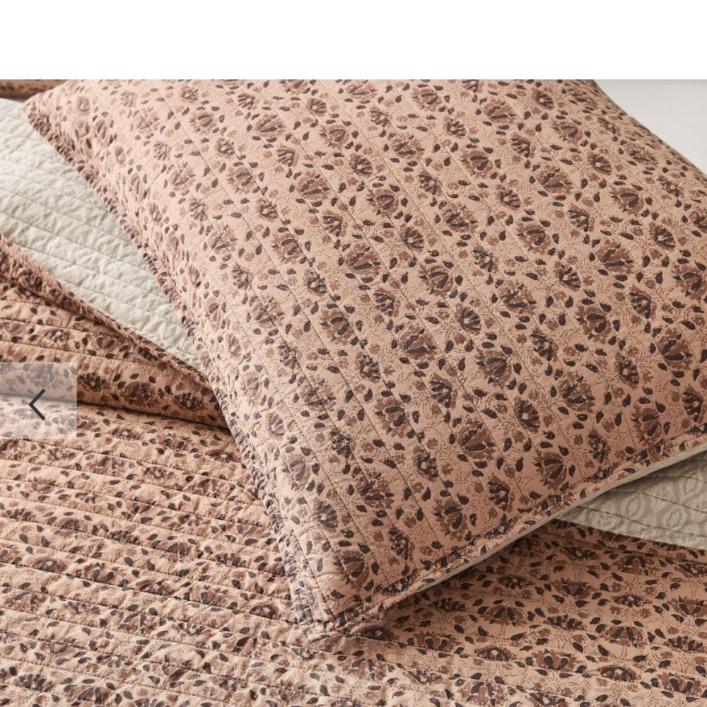 West Elm Floral Brown Euro Pillow Case